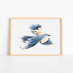 Lámina Eva Carot «Pájaro azul» A3